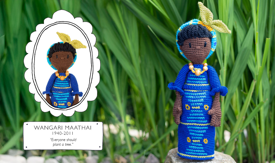 Wangari Maathai international womens day crochet doll